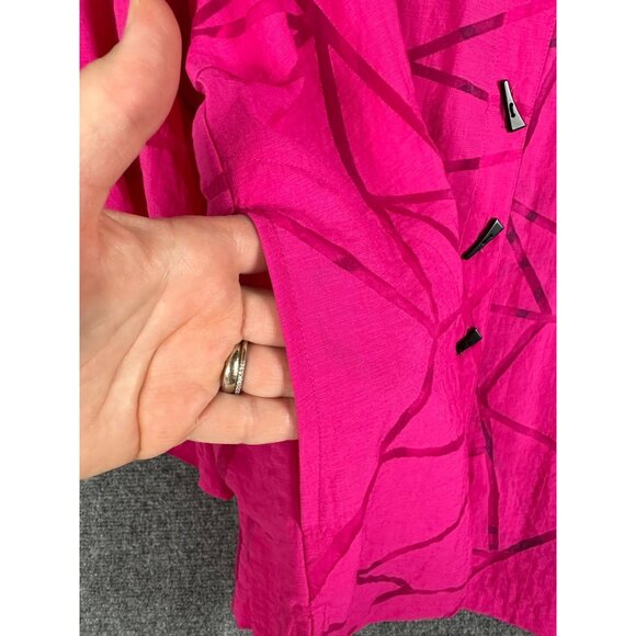 Ali Miles Pink Geometric Button Up Top Shacket 2X Artsy Lagenlook Pockets - Picture 7 of 11